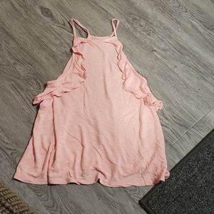 Flowy pink tank top with ruffles